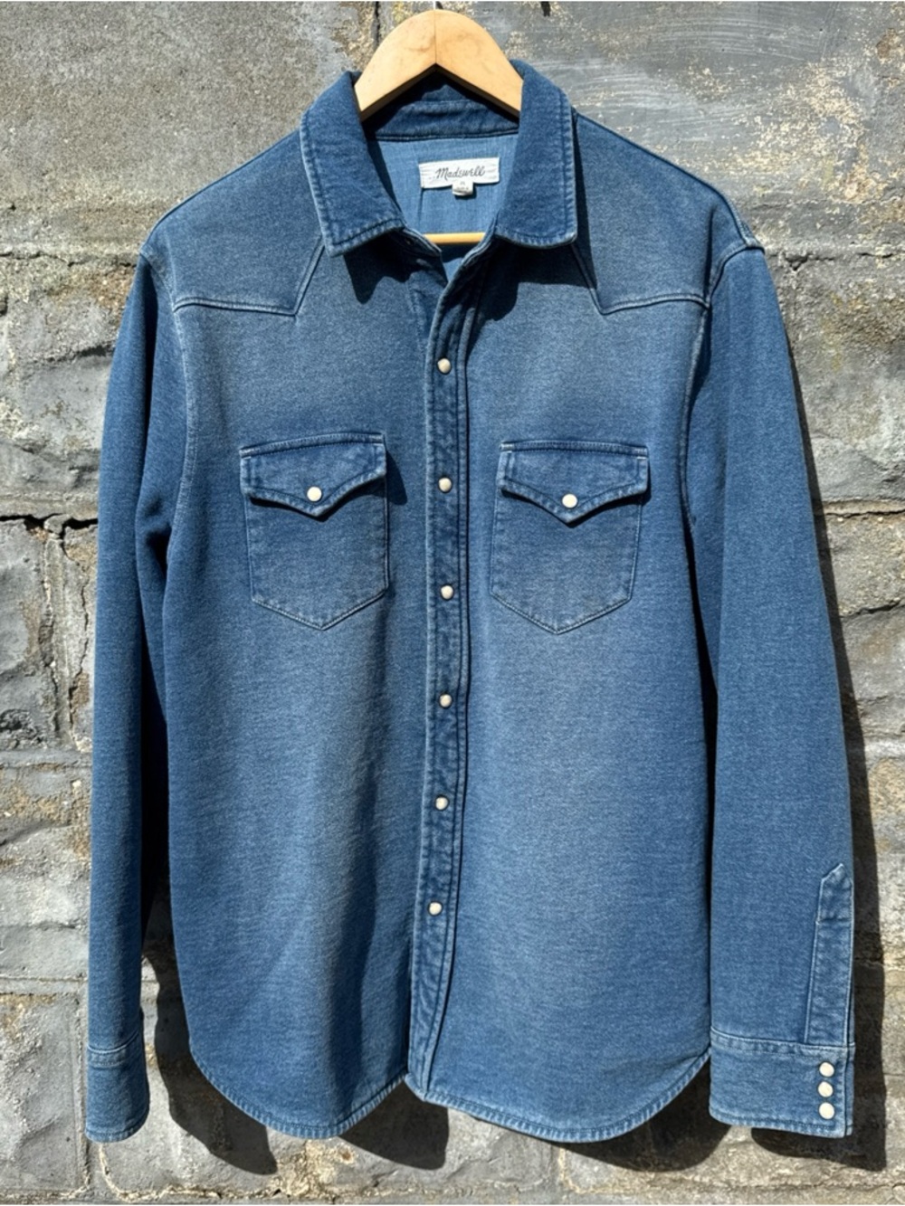 Madewell Indigo Shirt Jacket Shacket Men Medium Blue Western Pearl Snap